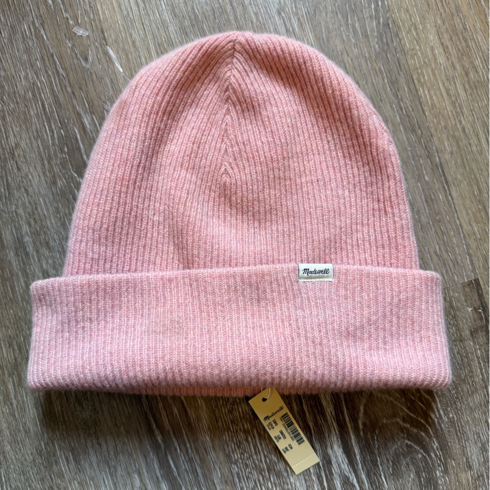 Madewell Soft Pink Ribbed Fold-Over Beanie